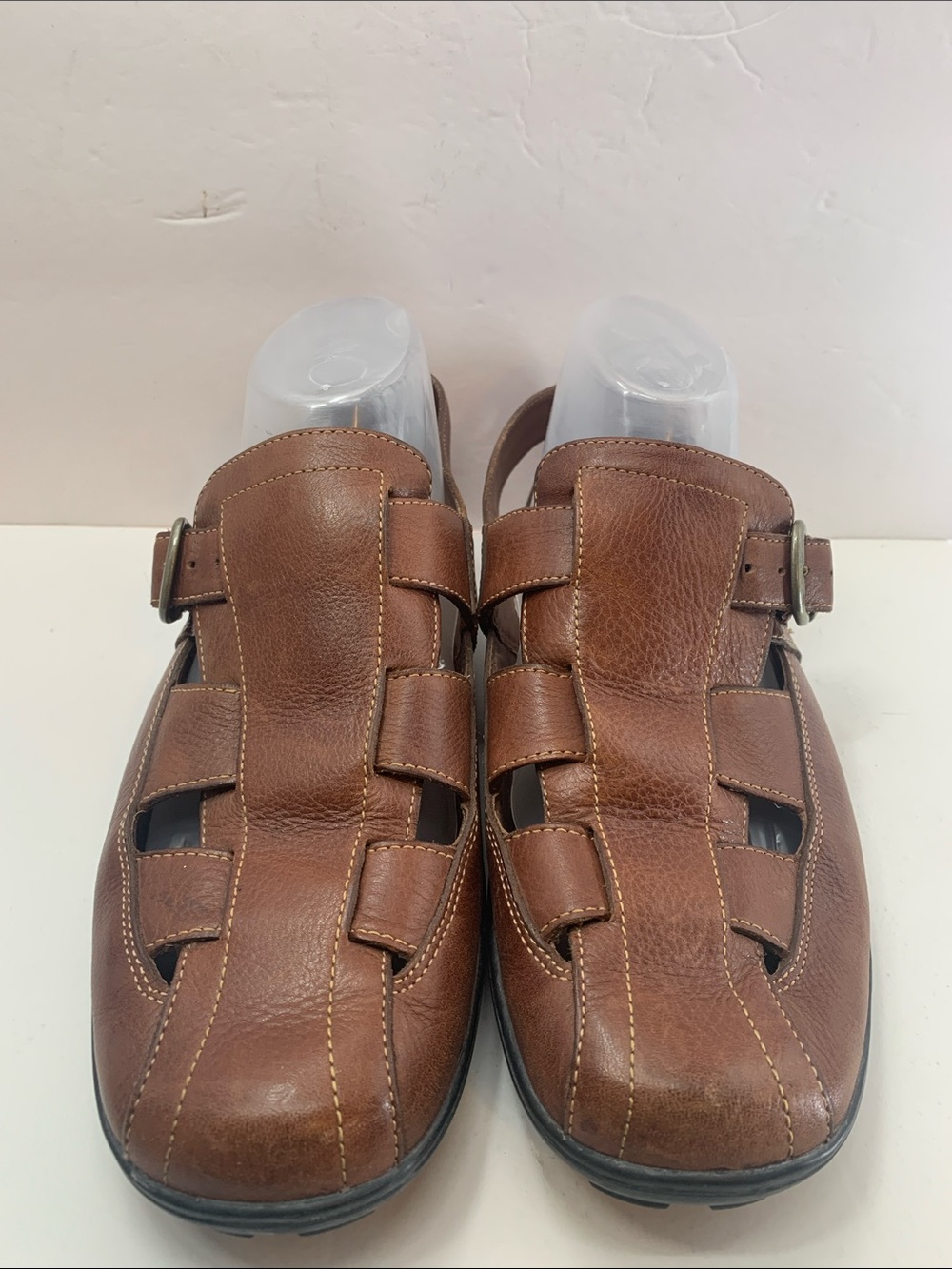 Cole Haan Brown Mens Size 9.5 M Leather Fisherman Sandals Cage Comfort Casual